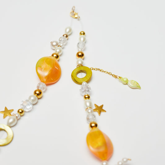 Green and Orange Necklace - Bow
