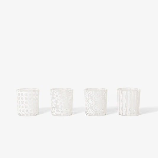 White Pattern Glasses – Set of 4