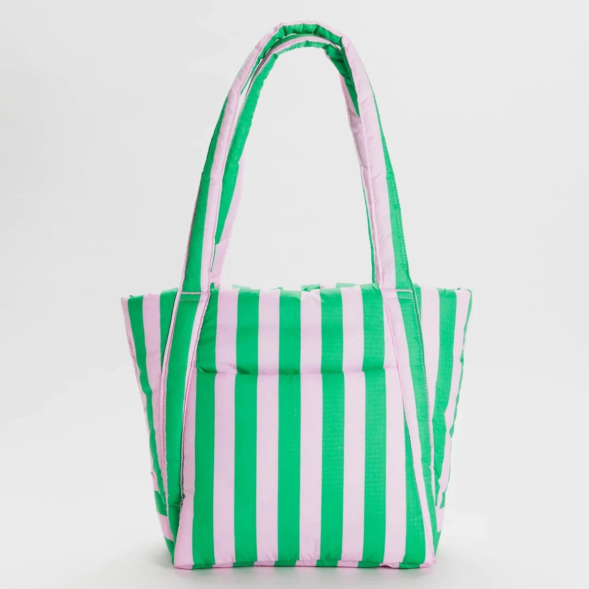 Puffy  Kelly Green and Baby Pink Striped Shoulder Bag