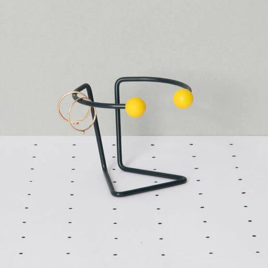 Wire Block Design Memphis Ring Holder with Grey base and Yellow accents