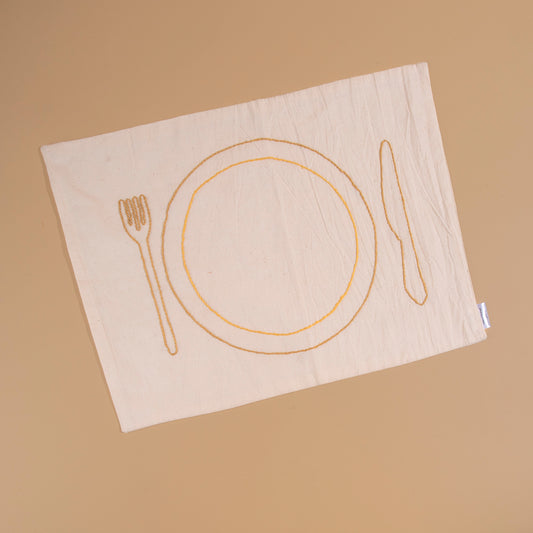 Embroidered Placemat – Yellow and Ochre