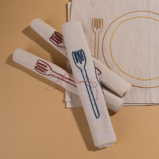 Embroidered Placemat – Yellow and Ochre