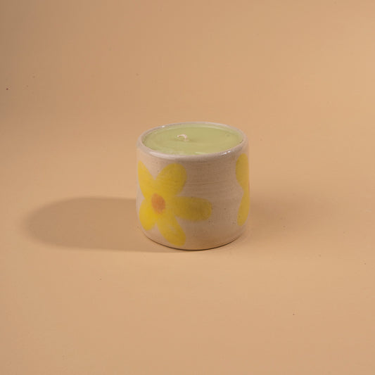 Ceramic with Candle - Yellow Flower