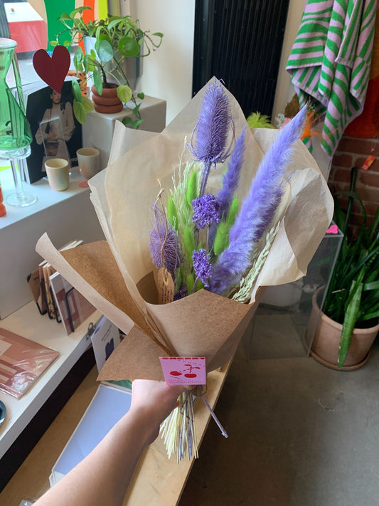 Dried Floral Bouquet - Purple + Green