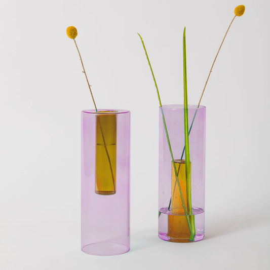 Large Reversible Glass Vase coloured Lilac / Peach available at Easy Tiger Toronto