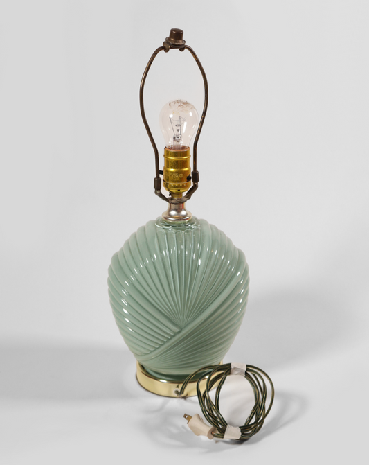 Shell Art Deco Lamp - Sage