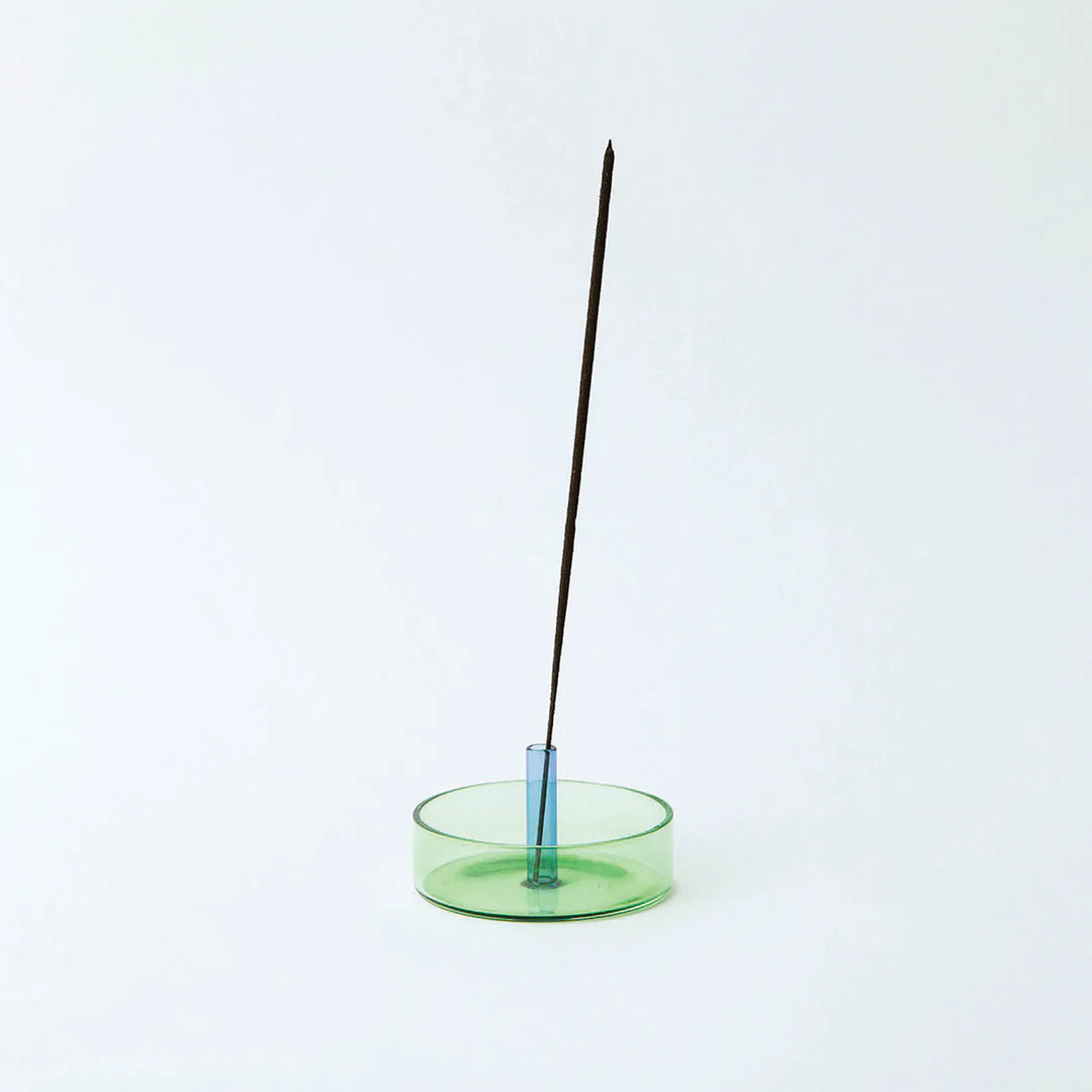 Duo Tone Glass Incense Holder – Green / Blue
