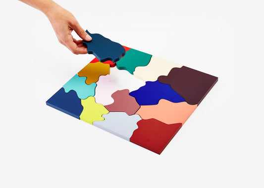 Colourful graphic wooden areaware puzzle 
