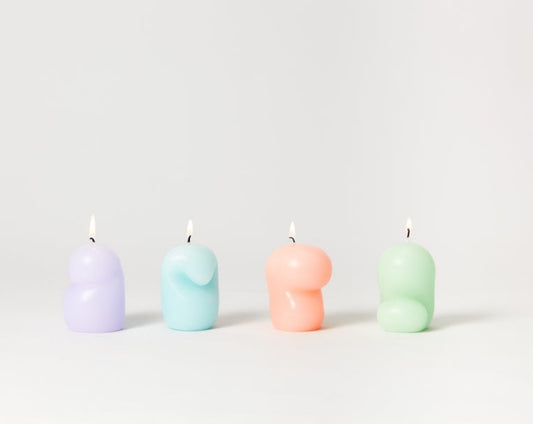 Areaware goober mini candle set of four with organic blobby shape and single wick in varying colours