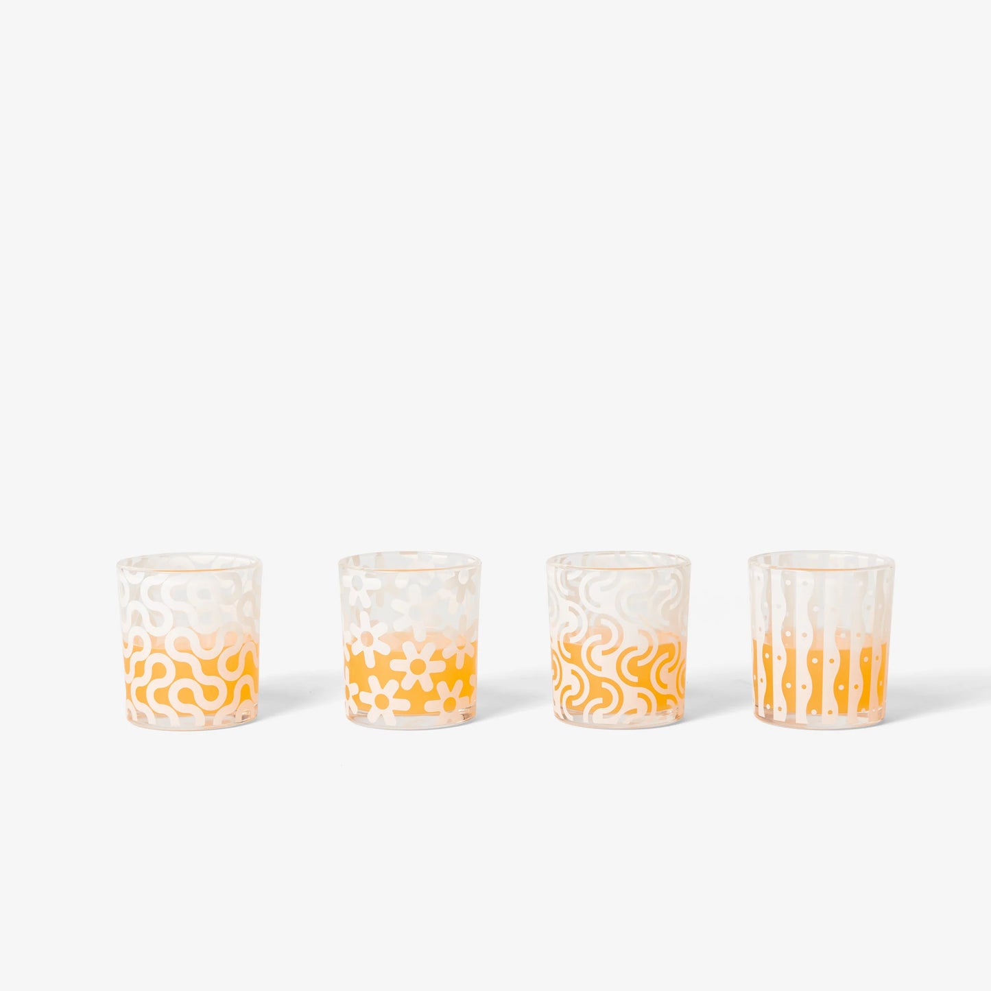 White Pattern Glasses – Set of 4
