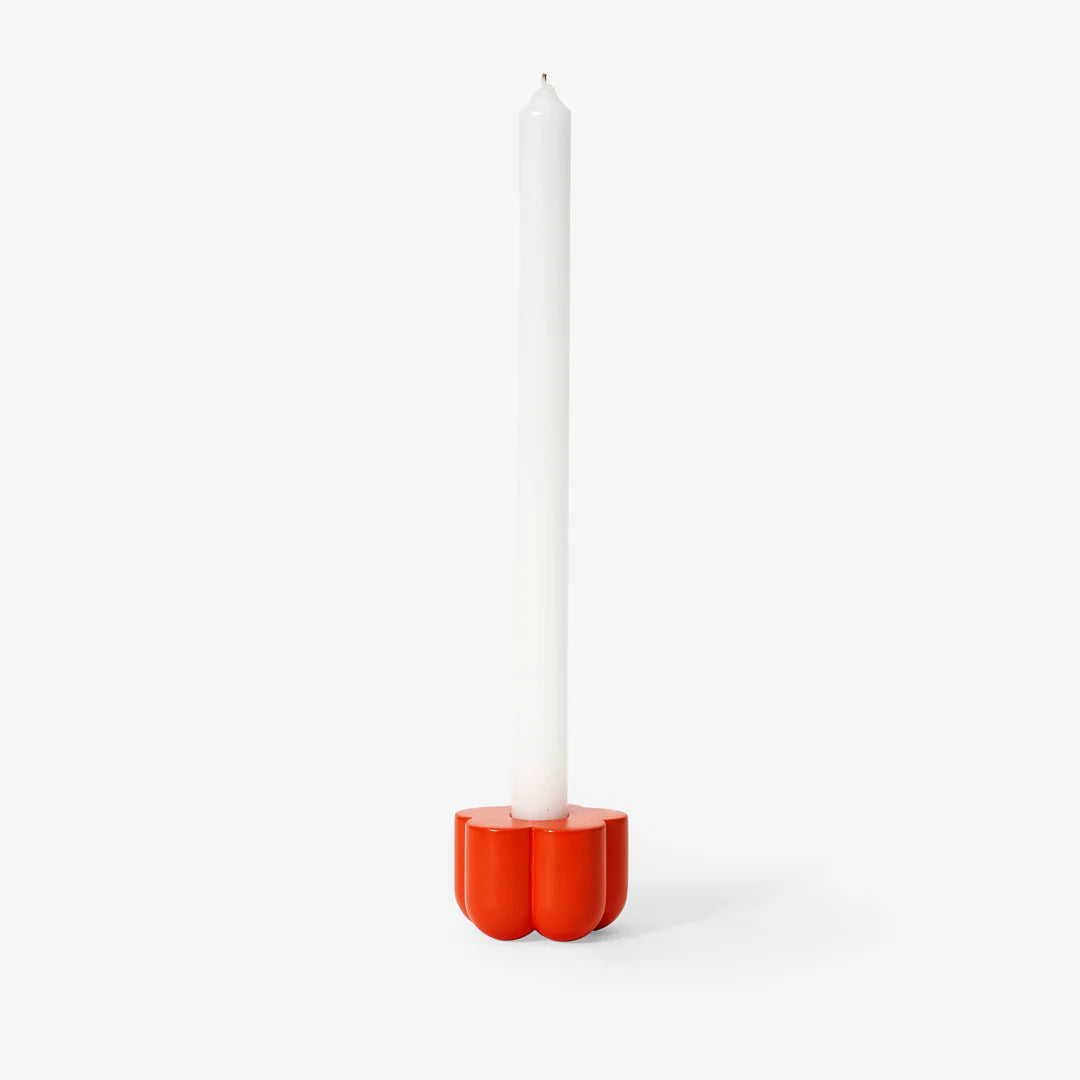 Red flower shaped 2 in 1 candle and incense holder