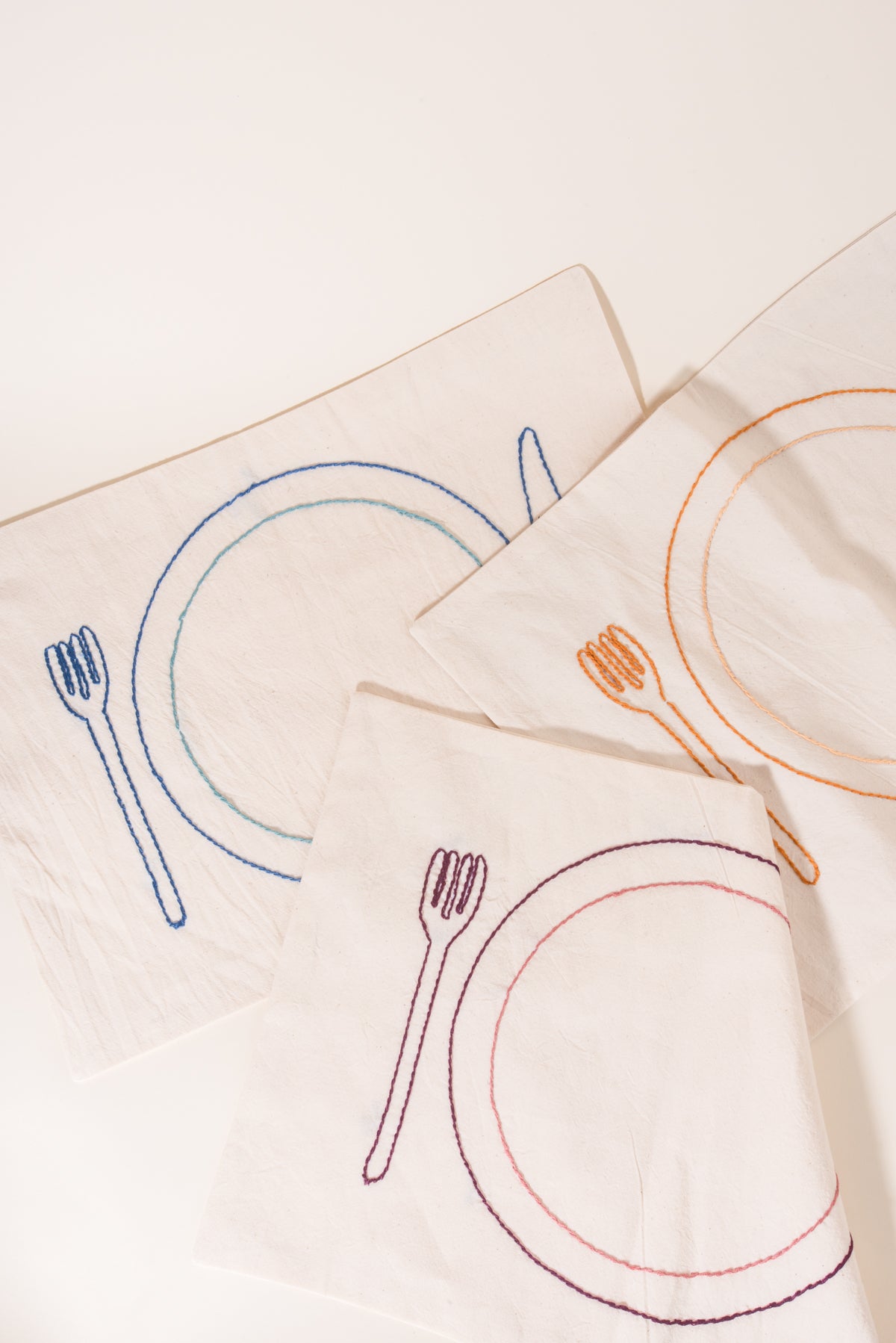 Embroidered Placemat – Blush and Purple