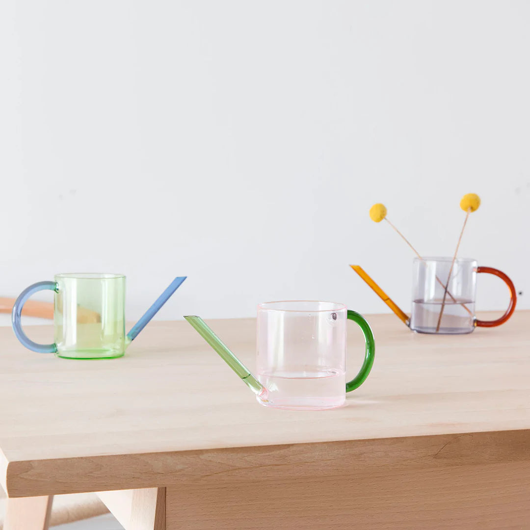 Glass Watering Can – Grey / Orange