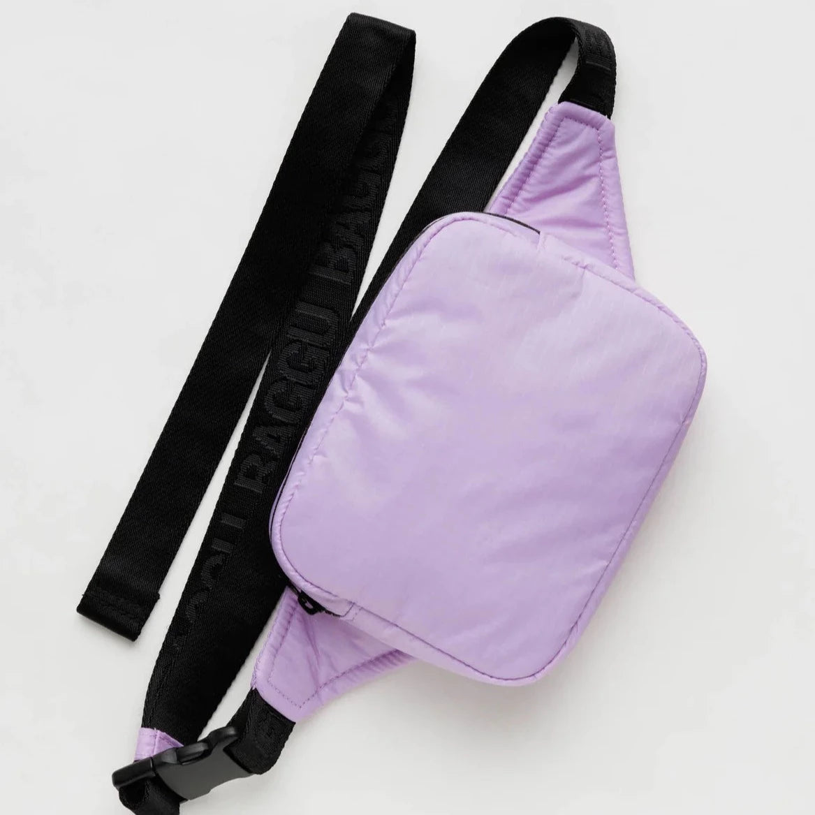 Lilac Fanny Pack with Black De-bossed Strap with "BAGGU" Text