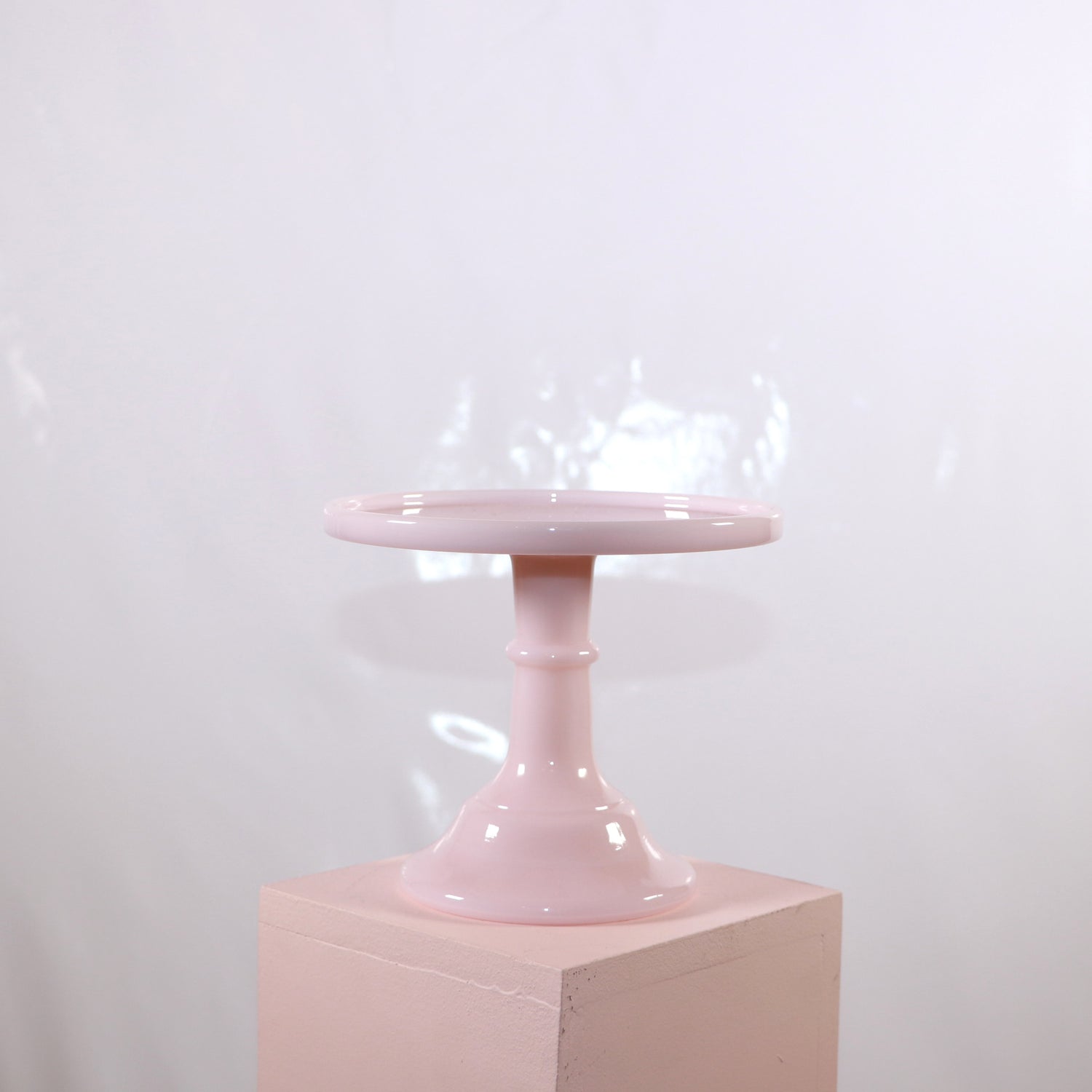Mosser pink cake plate stand